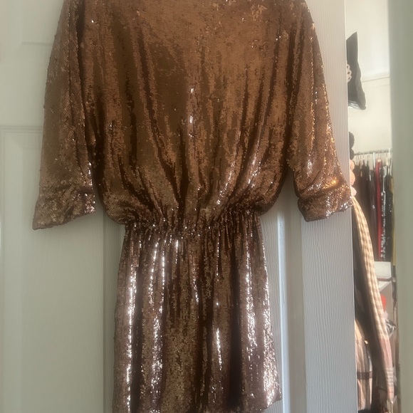 haute hippie gold sequin dress GOLD STRAPLESS LONG DRESS | CULT MIA main image 0